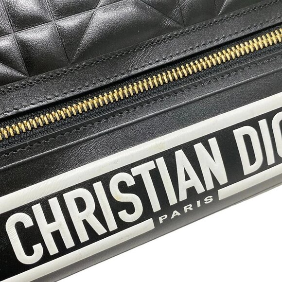 Auth DIOR/ChristianDior VIBE medium bowling bag with canage stitching - Black - Picture 15 of 15